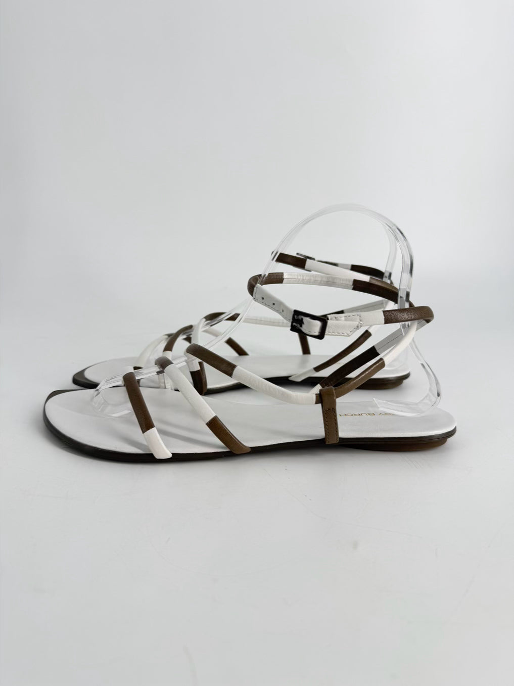 TORY BURCH Size 9 White & Brown Leather Sandals