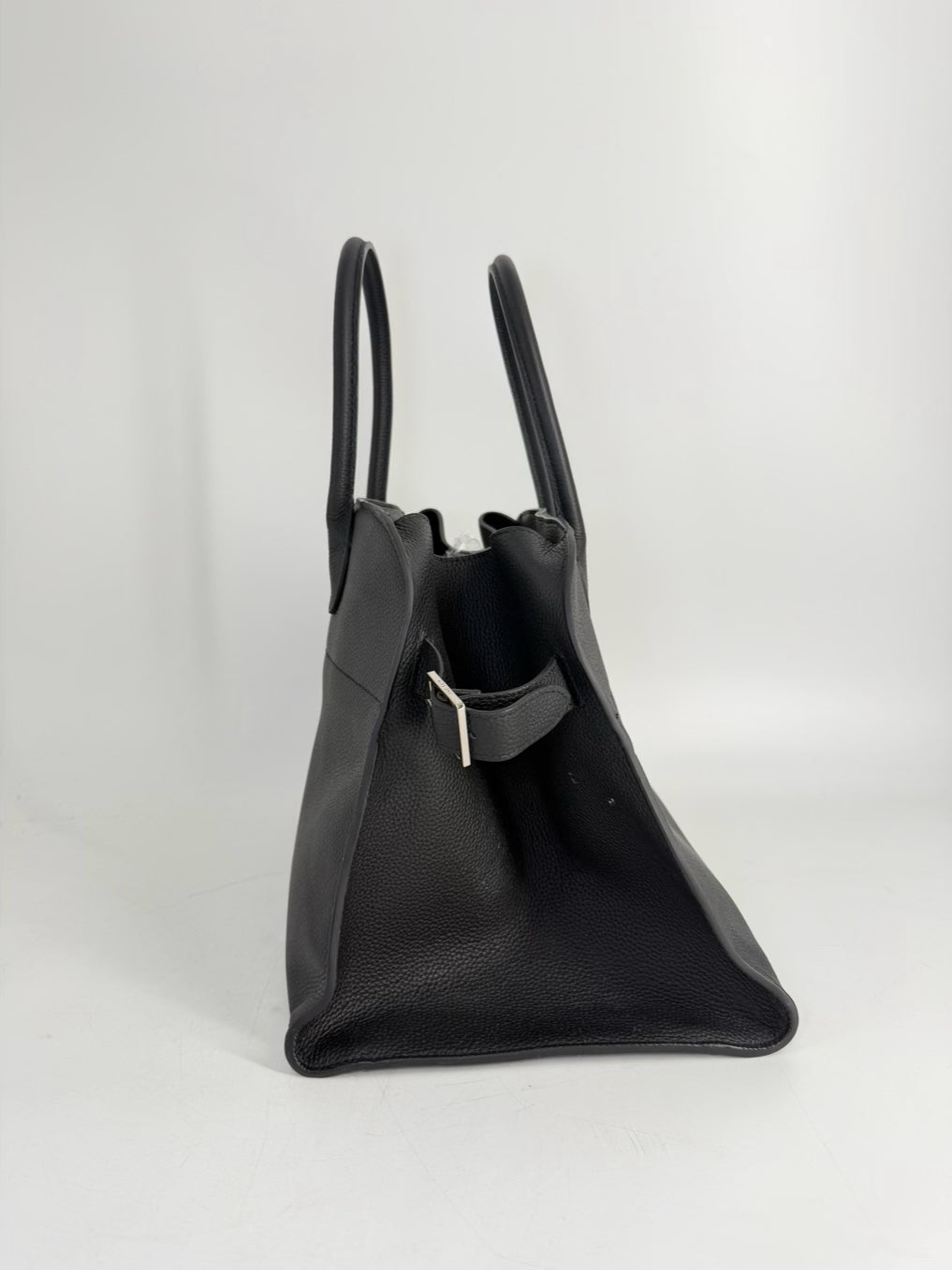 THE ROW Margaux 15 Bag Black Pebbled Leather w/ Silver Hardware