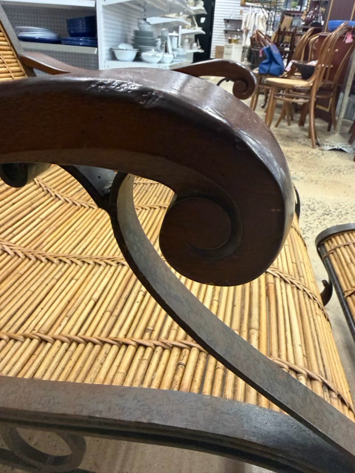 Natural & Brown Bamboo & Wood Chair w/ Ottoman
