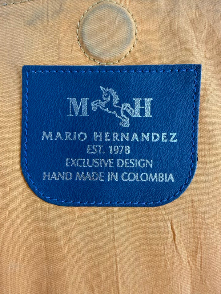 VINTAGE MARIO HERNANDEZ Canvas & Crocodile Embossed Leather Butterfly Shoulder Bag