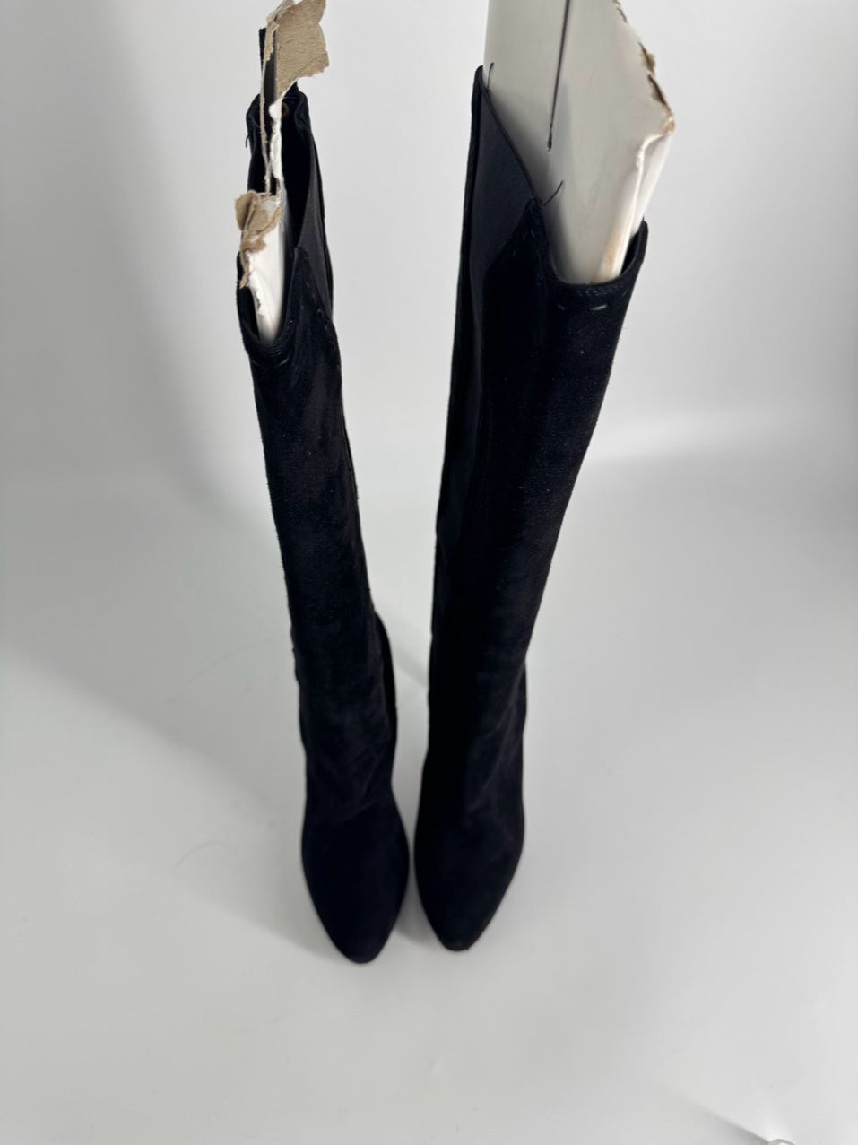 YVES SAINT LAURENT Size 38.5 Black Suede Knee-High Boots