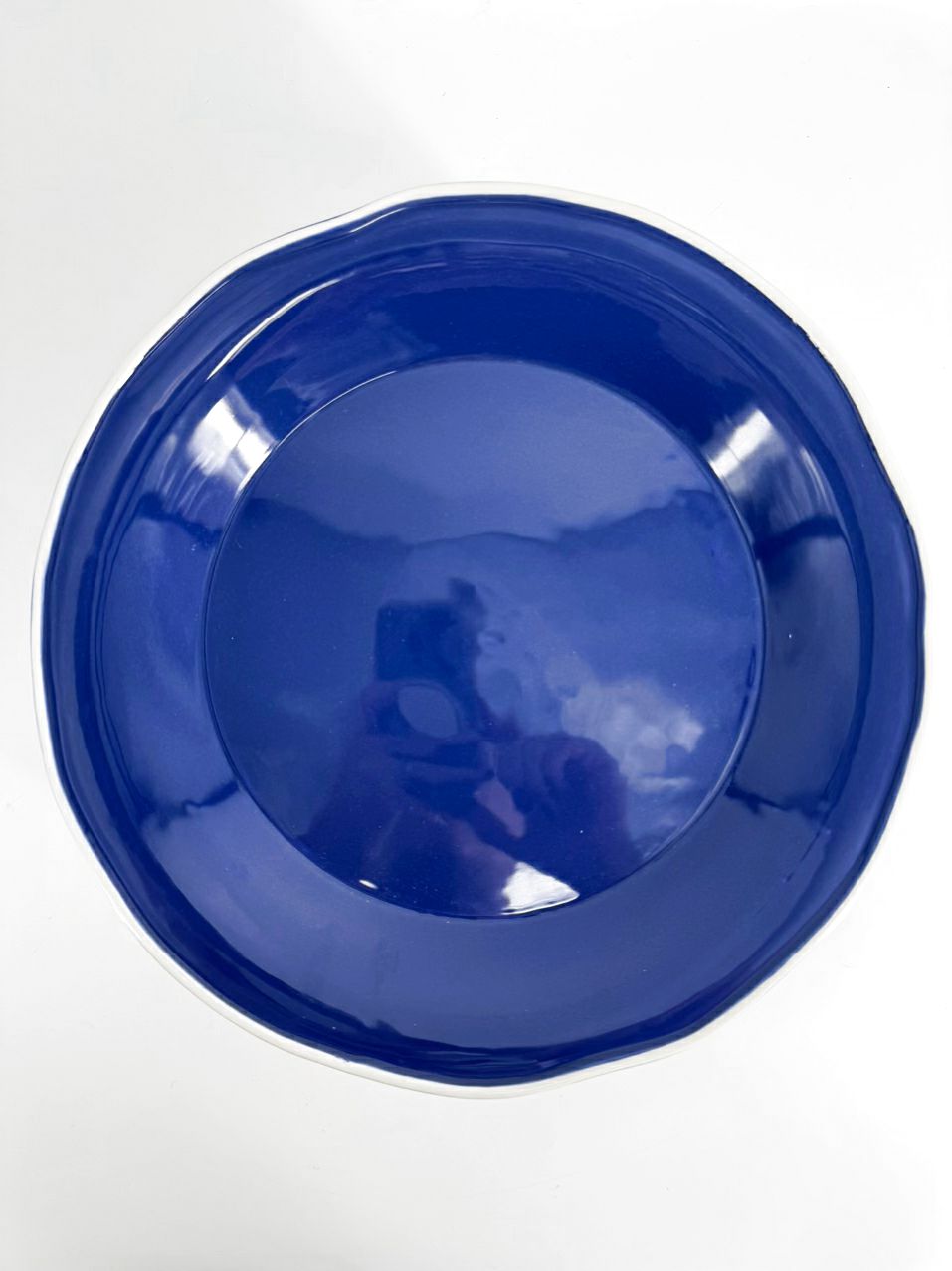 VIETRI Blue & White Trim Ceramic Set of 12 Viva Dinner Plates