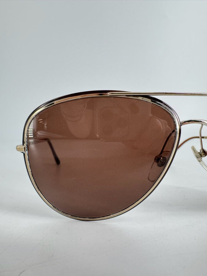 BURBERRY Metal Brown & Gold Aviator Sunglasses