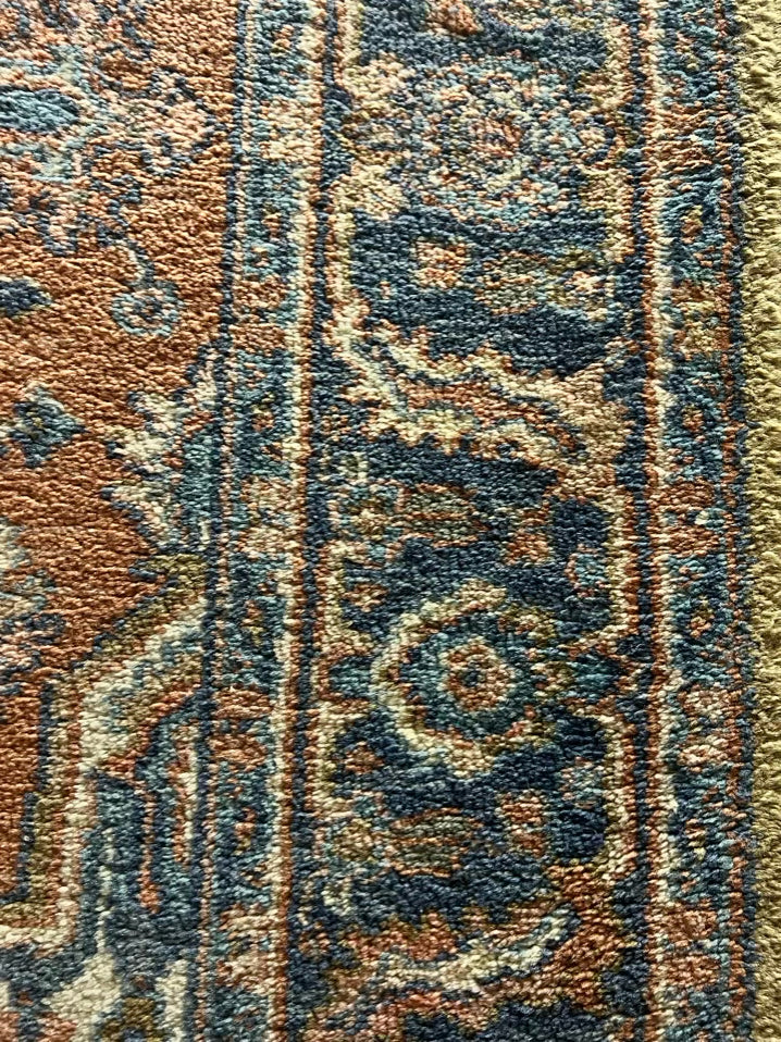 KARASTAN Rust, Blue & Cream Area Rug w/ Fringe