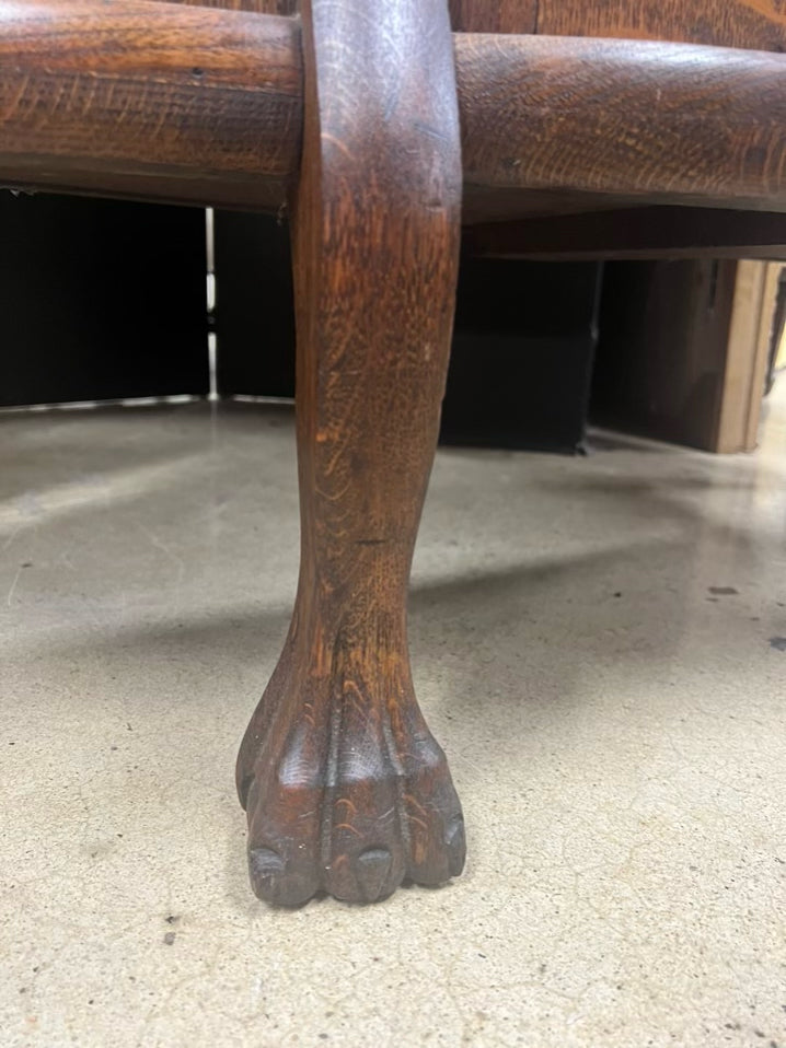 Dark Tiger Oak Bow Front China Cabinet w/ Shelves
