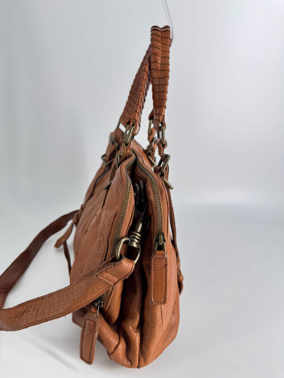 LIEBESKIND Cognac Leather Crossbody Bag