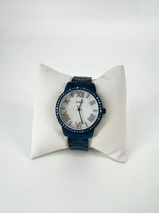 GUESS Navy Mother-of-Pearl Face Watch