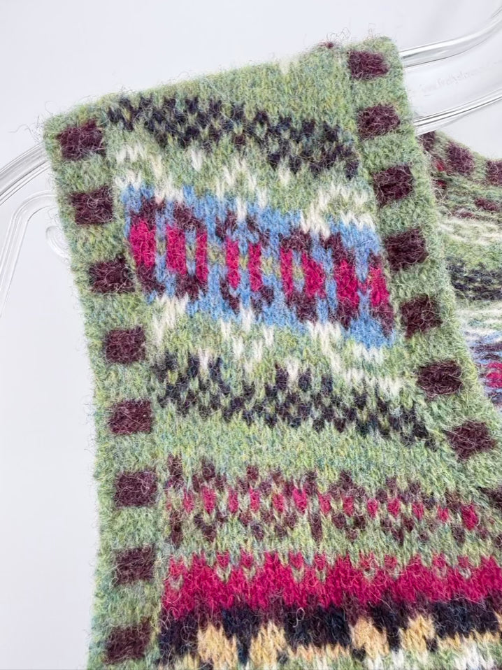 ERIBE Wmn's Size XL Green & Purple Wool Sweater Vest