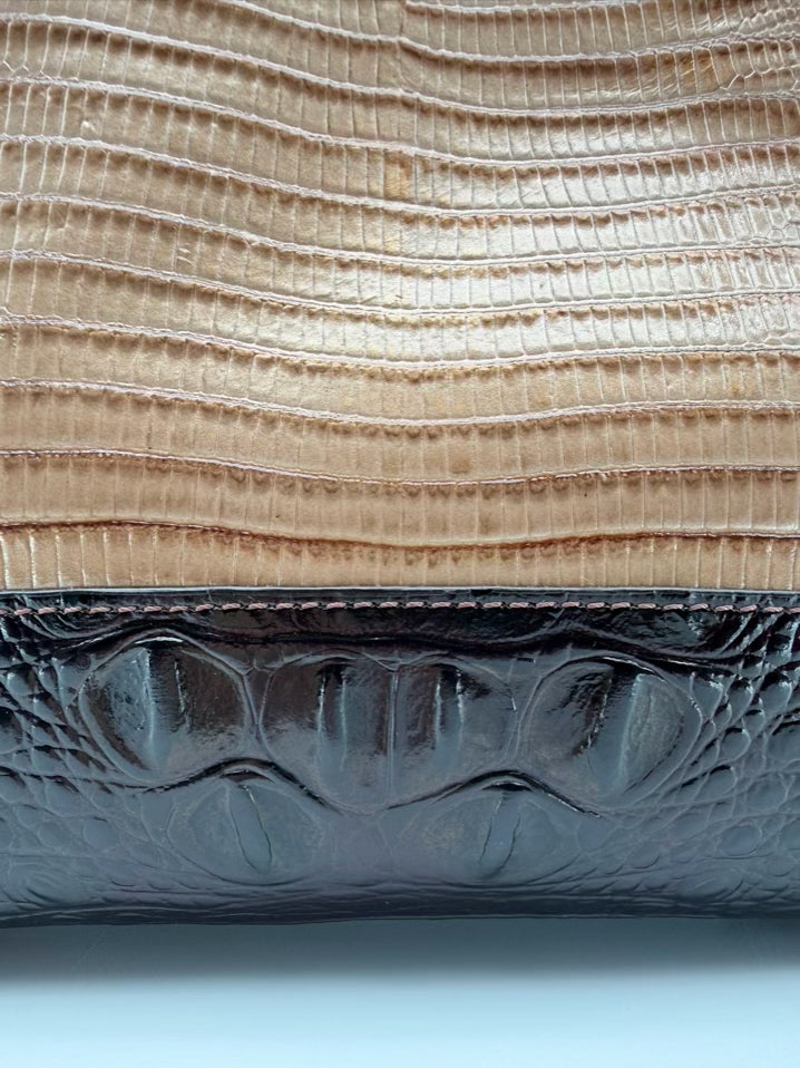 BRAHMIN Asher Medium Almond Leather Crocodile Purse