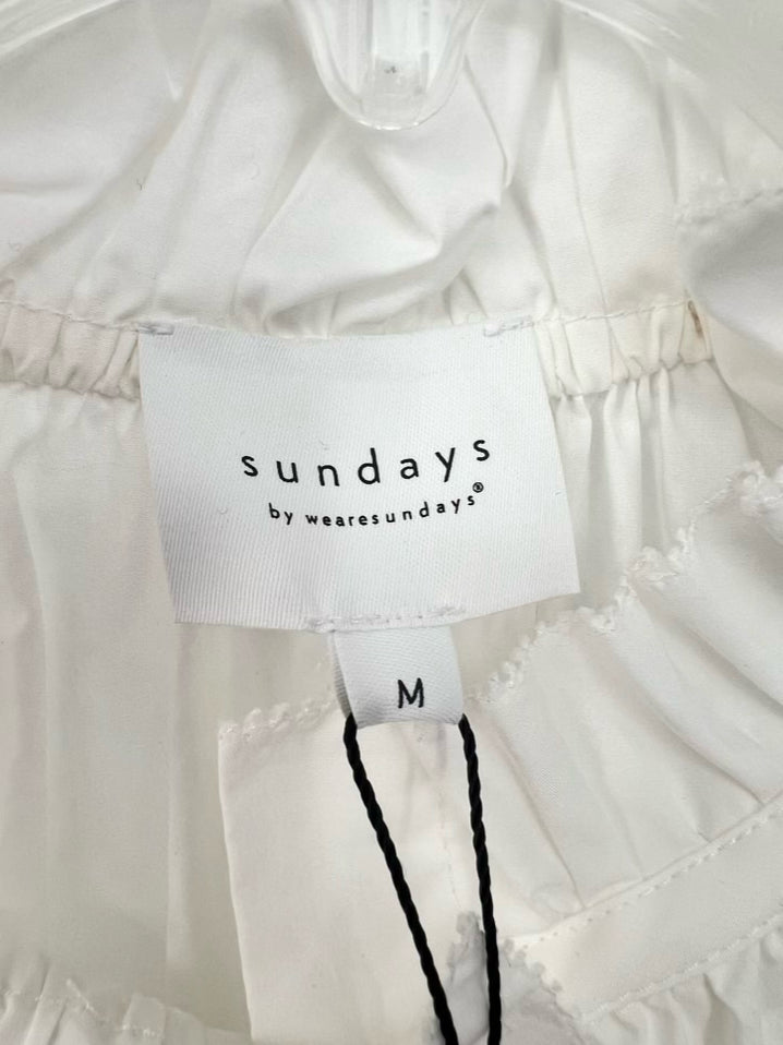 SUNDAYS by WEARESUNDAYS Size M White Ruffle Detail Blouse NWT