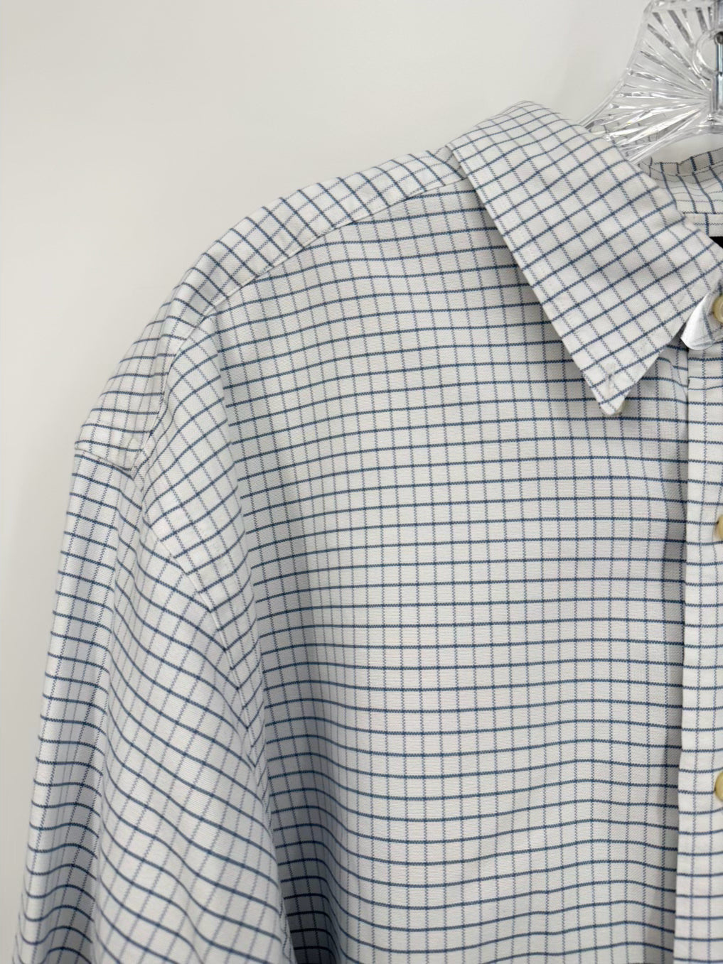 RALPH LAUREN Size 34 White & Blue 17 Print Long Sleeve Shirt NWOT