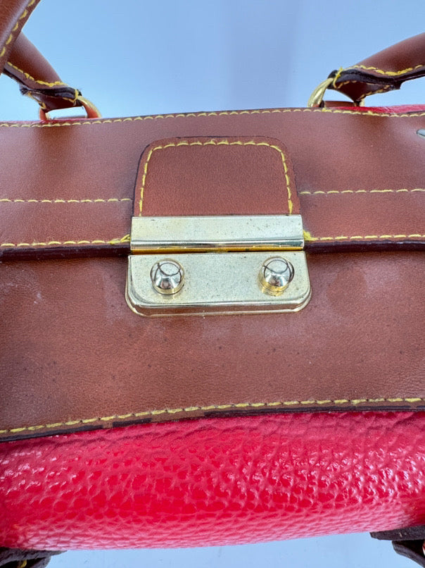 DOONEY & BOURKE Red & Brown Square Shape Tote Bag