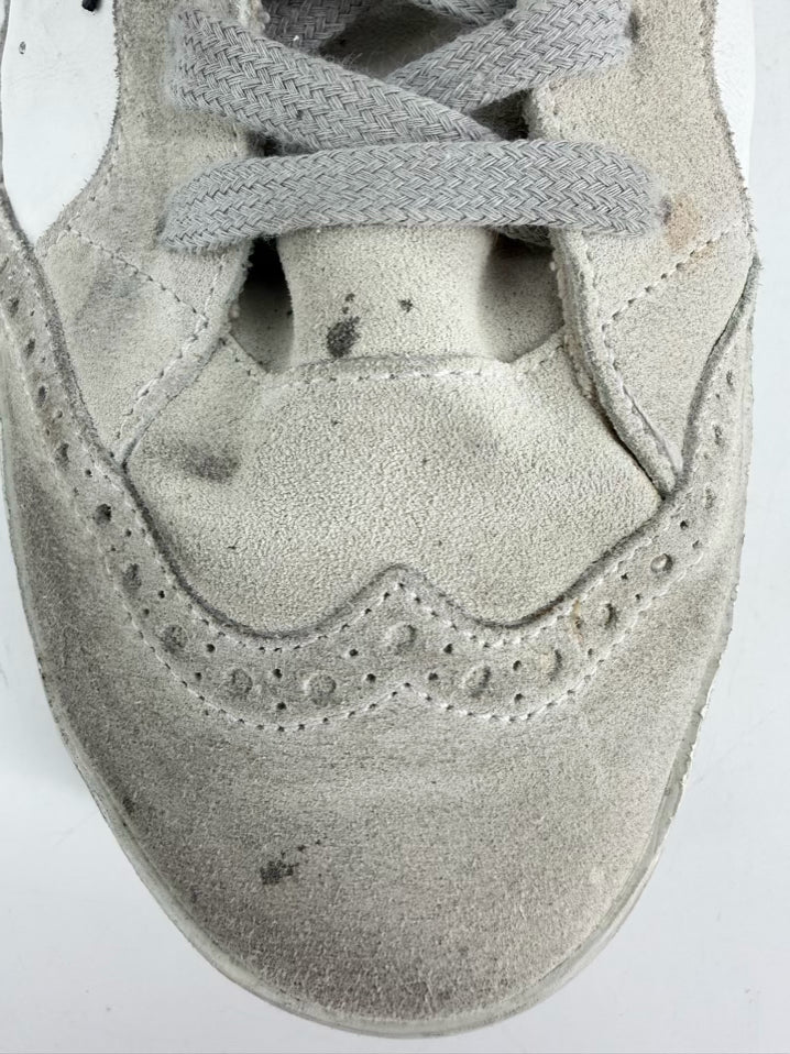 GOLDEN GOOSE Size 46 White & Gray Leather Sneakers