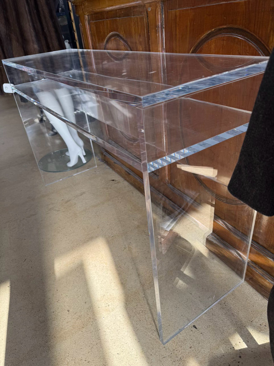 Clear Lucite Desk w/ Shelf