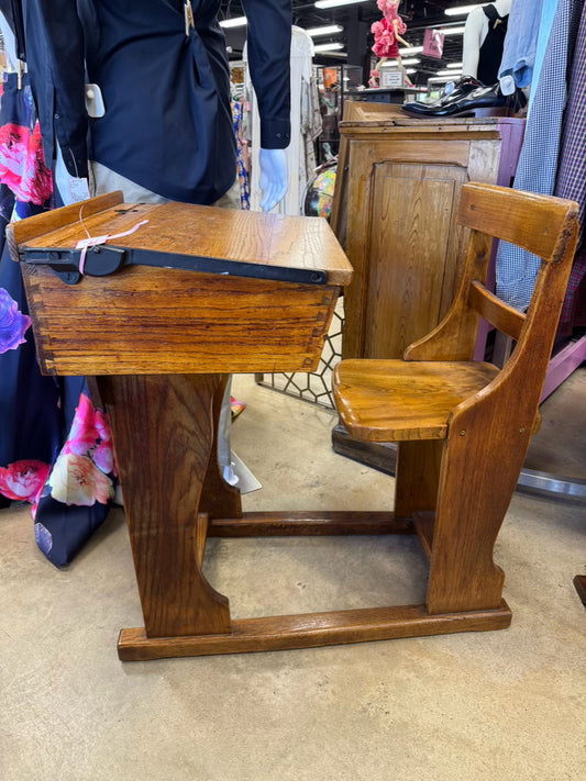 ANTIQUE Wood School Desk