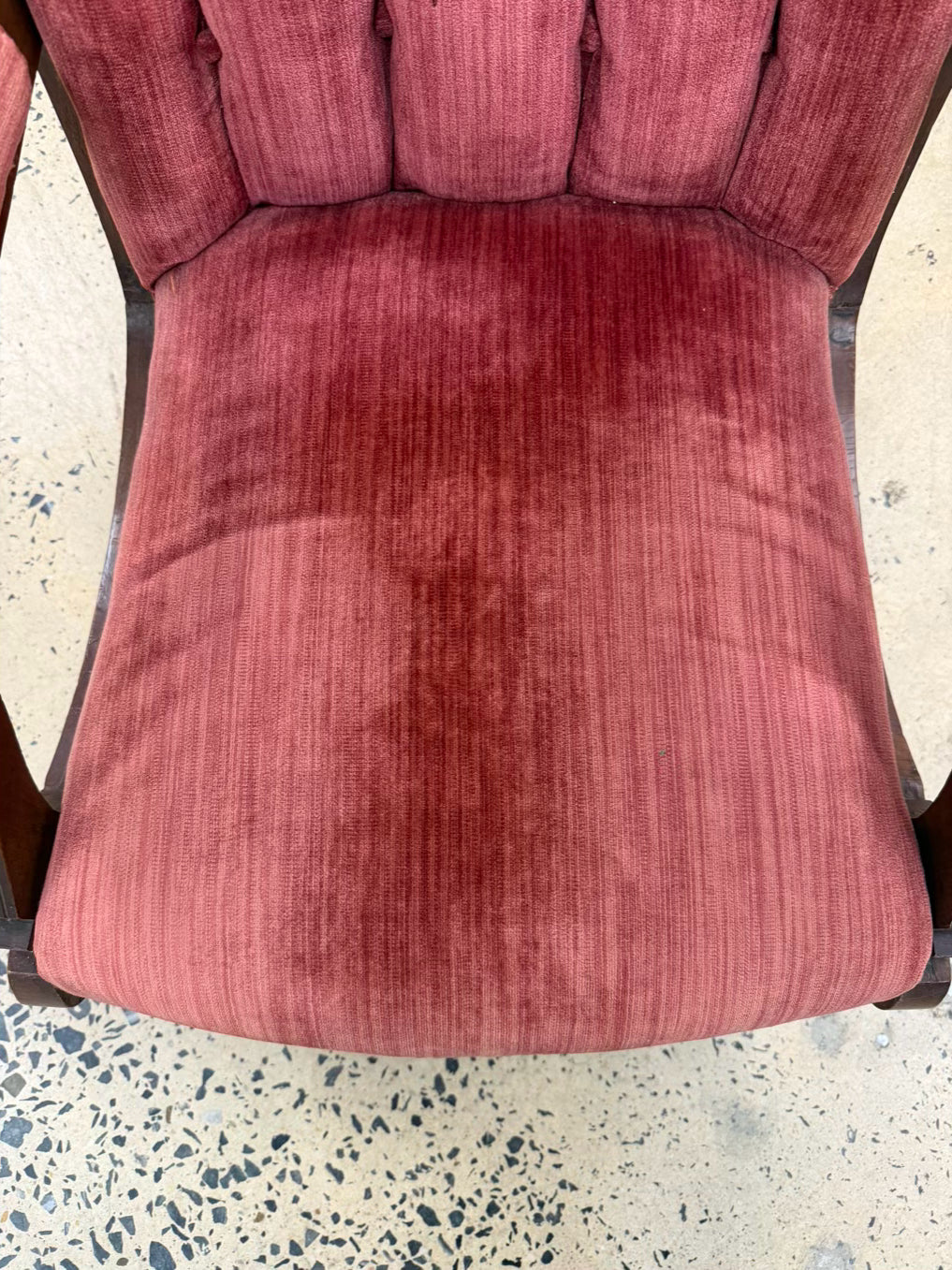 Victorian Wood Rose Velvet Rocking Chair