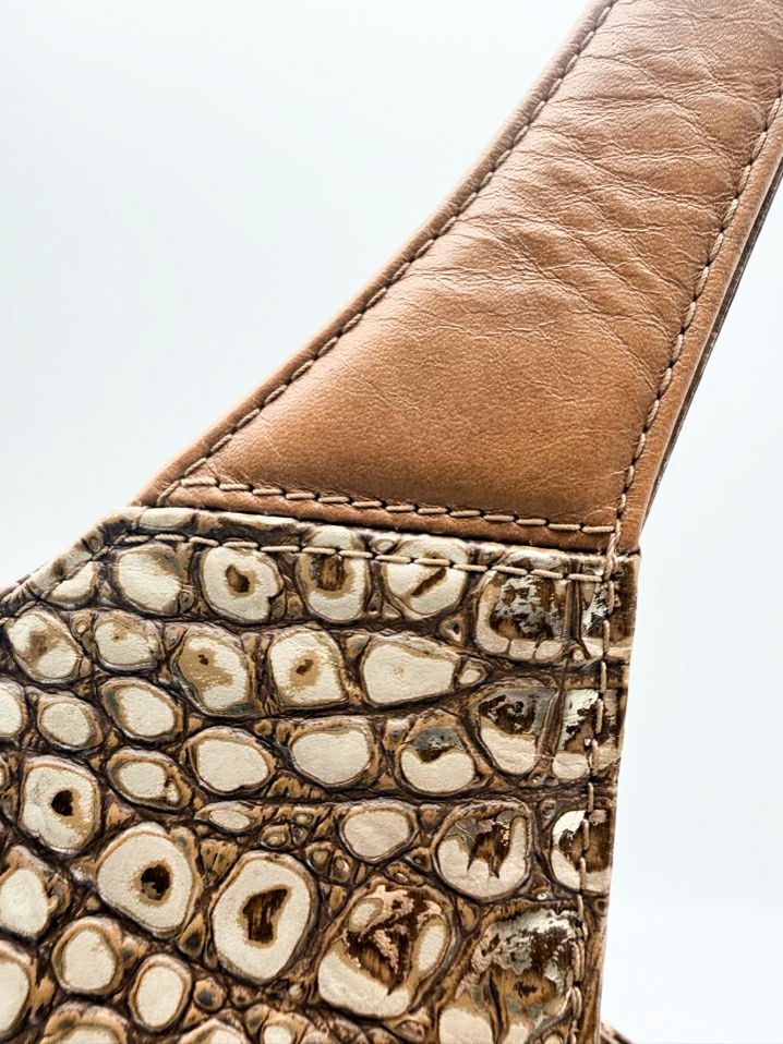 BRAHMIN Carla Leather Gold Embossed Tote