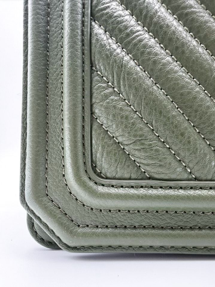 REBECCA MINKOFF Olive Chevron Leather Crossbody Bag