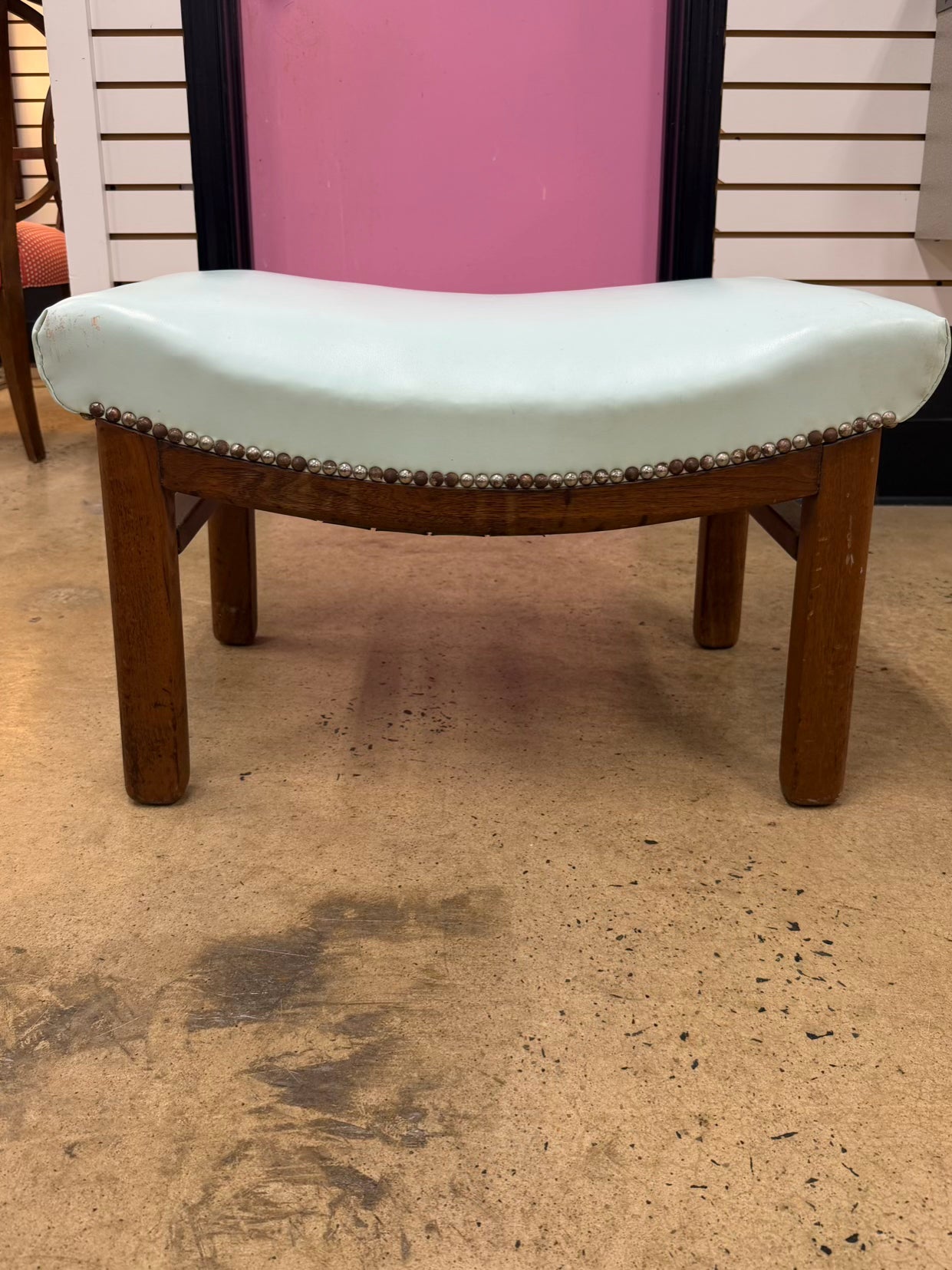 VINTAGE Wood & Leather Stool