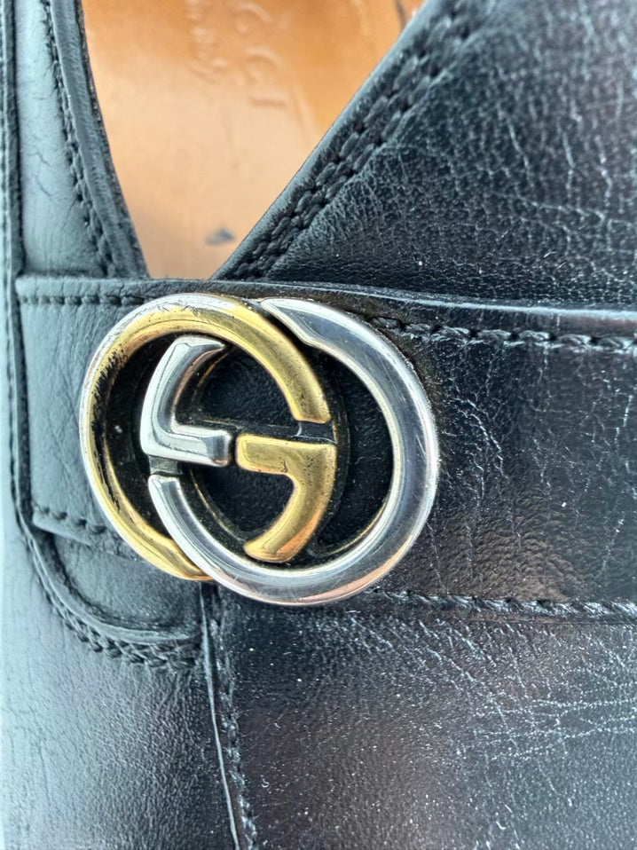 GUCCI Size 7 Black Leather Loafers