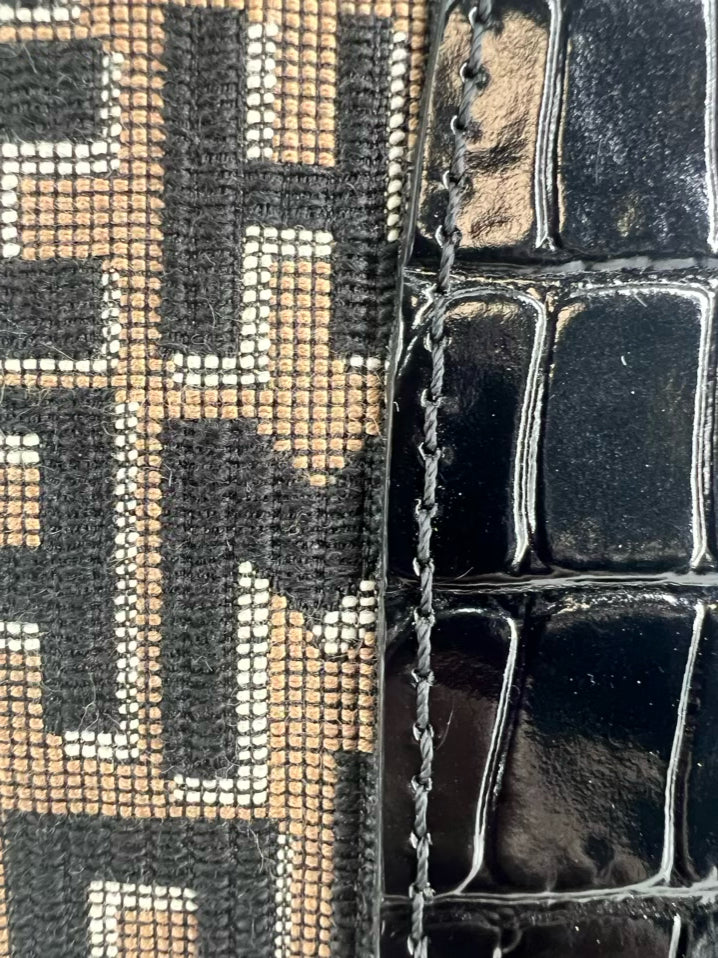 LONGCHAMP Tan & Black Jacquard Monogram Purse