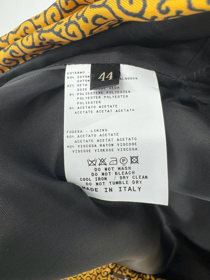 ETRO Size 44 Yellow Print Metallic Jacket w/ Belt