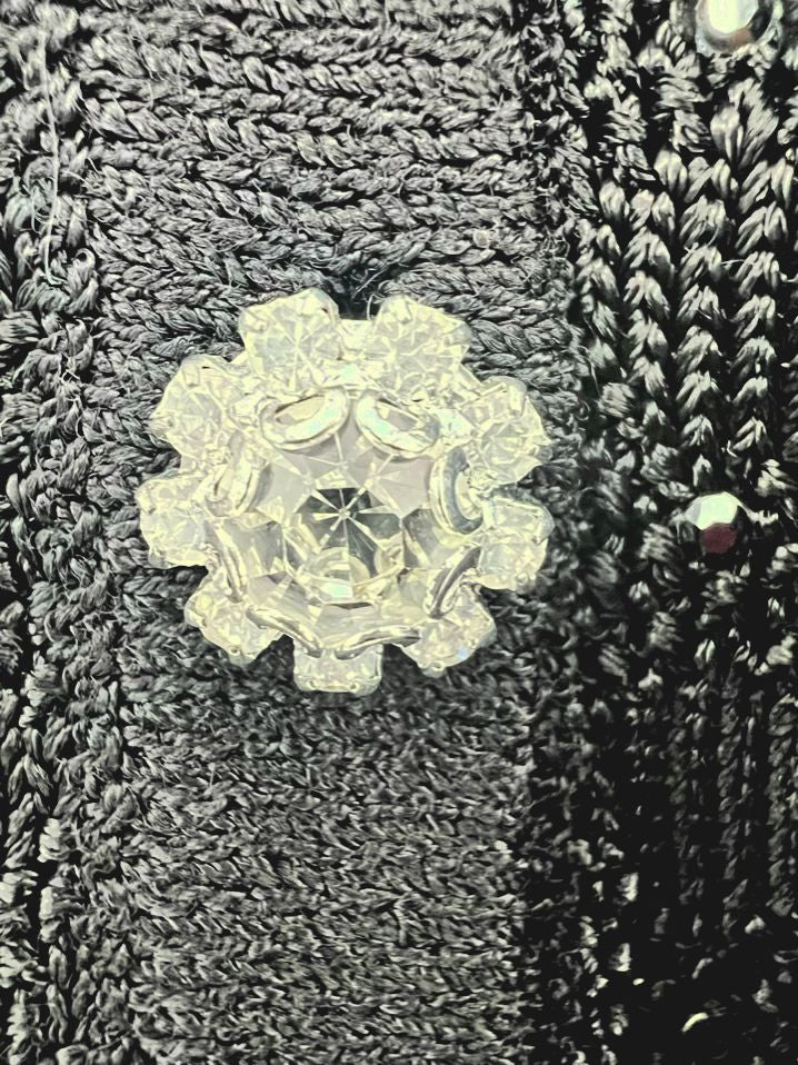 ST JOHN EVENING Size 14 Black Knit Shimmer Cardigan