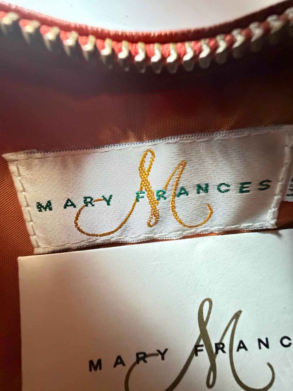 MARY FRANCES Orange Tandoori Spice Leather & Beaded Purse NWT