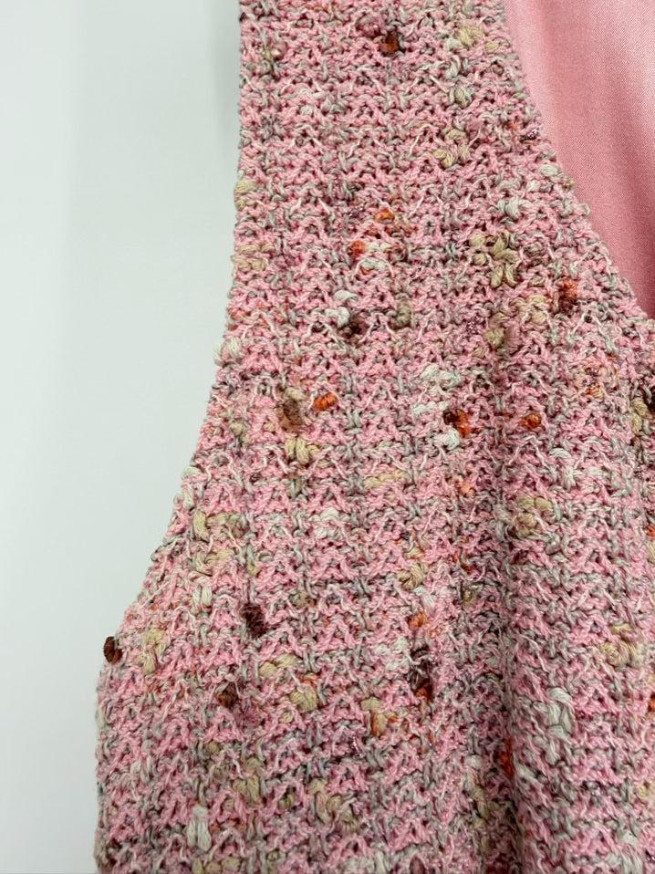 ST JOHN COUTURE Size Wmn's 6 Pink Knit Bead Detail Sleeveless Dress
