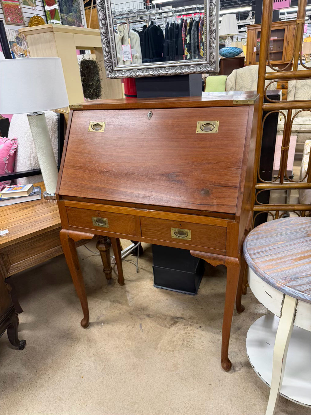 Wood Slant Top Desk w/ Drawers