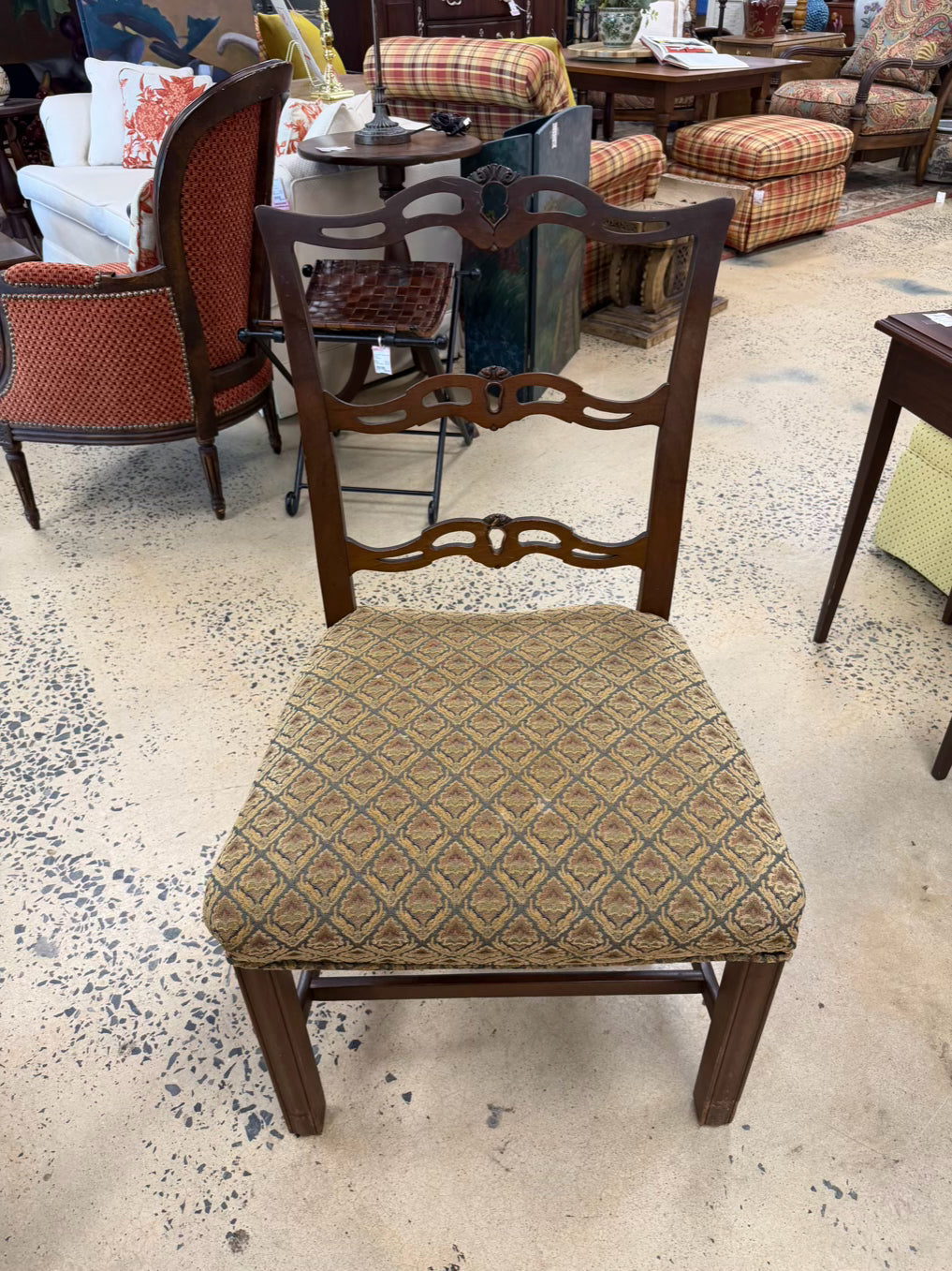 VINTAGE Wood Dining Set Of Table & 6 Ribbon Back Chairs w/ Leaves