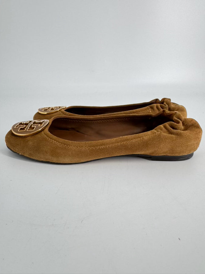 TORY BURCH Size 8 Chestnut Suede Flats