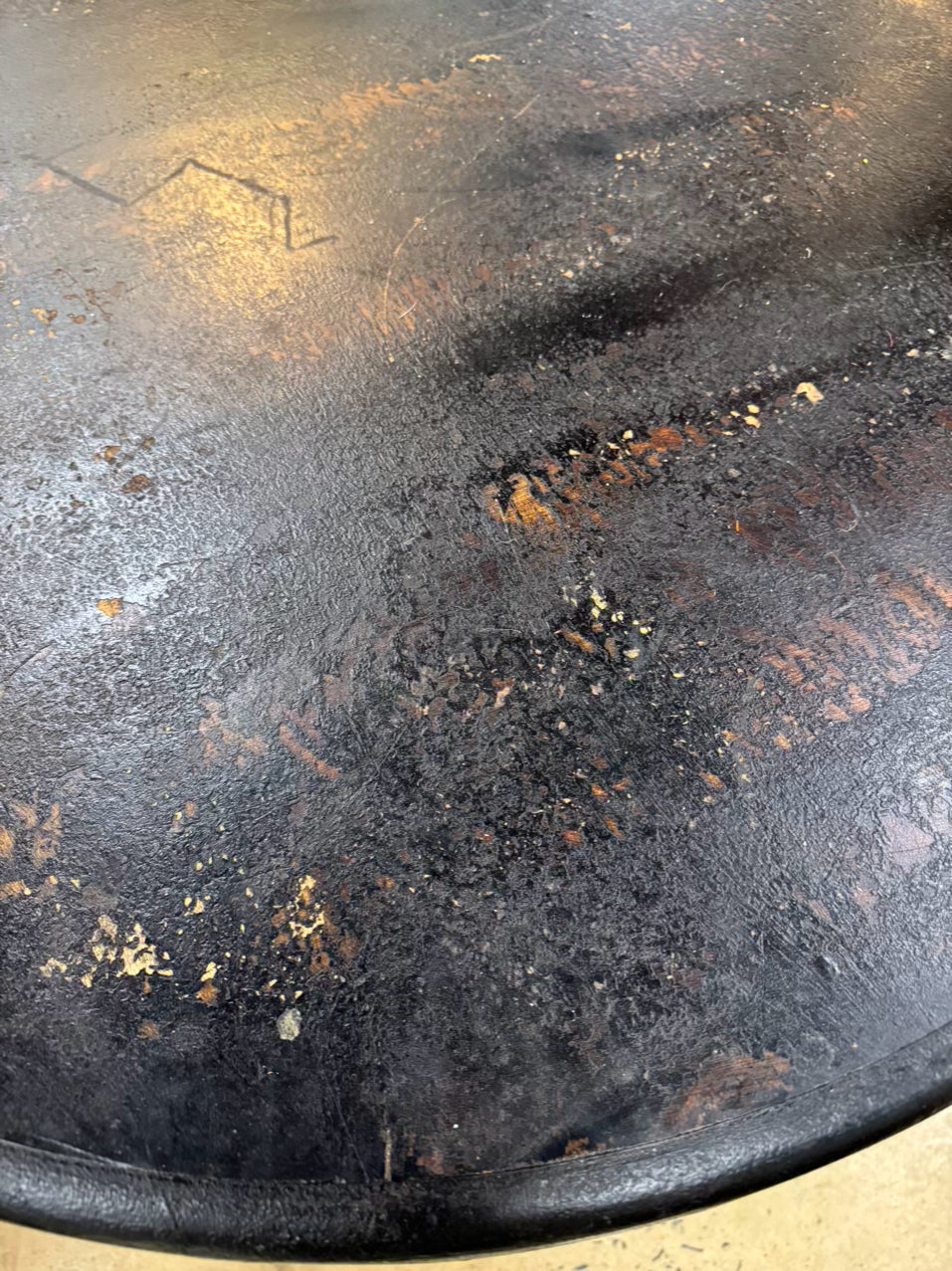 RESTORATION HARDWARE Black Painted Wood Shabby Chic Pedestal Table