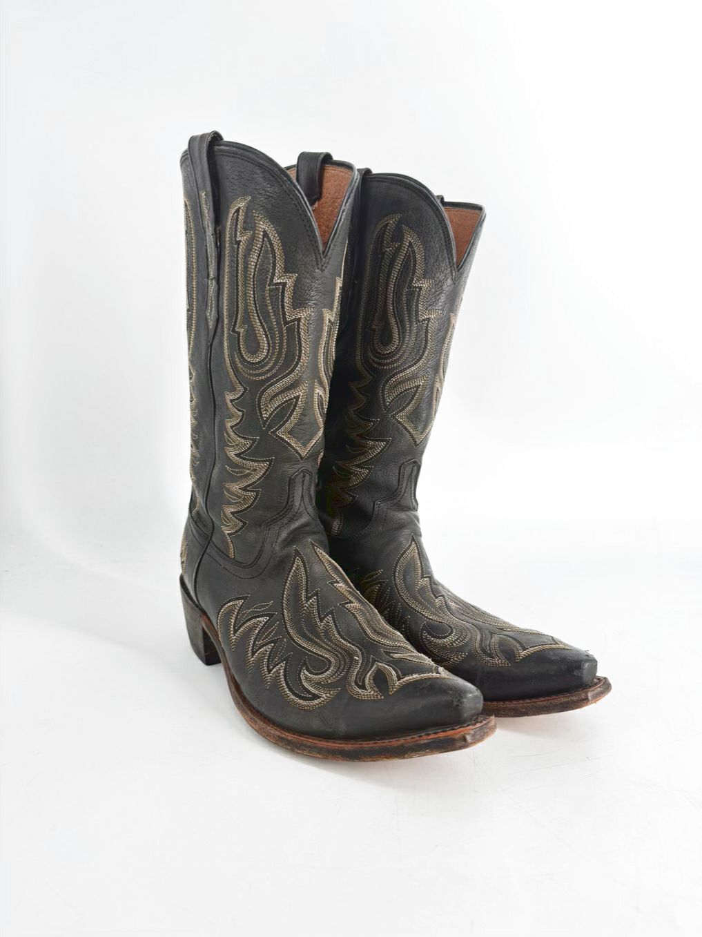 LUCHESSE Size Men's 9.5 Black & White Western Boots