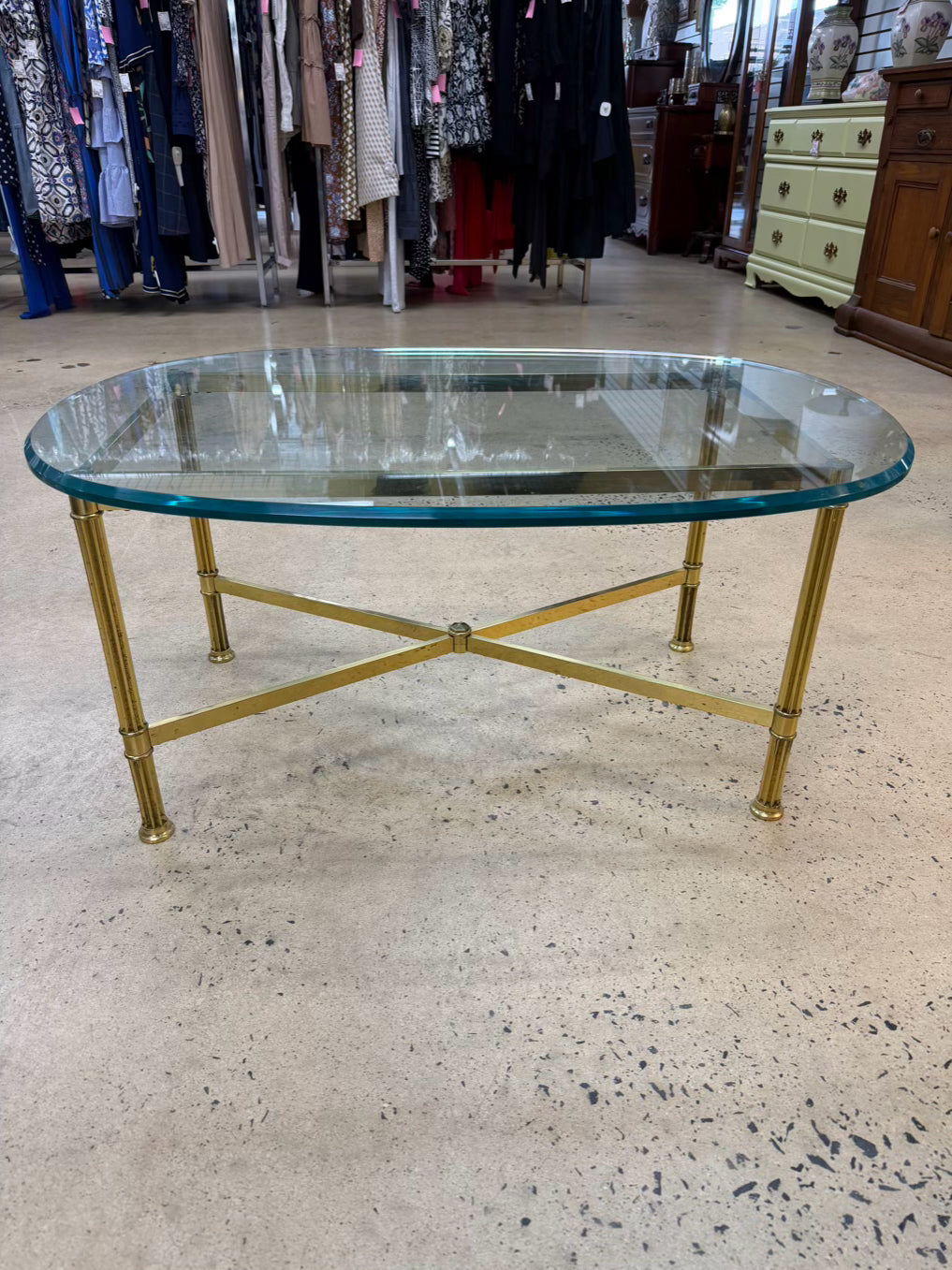 Brass & Glass Oval Coffee Table