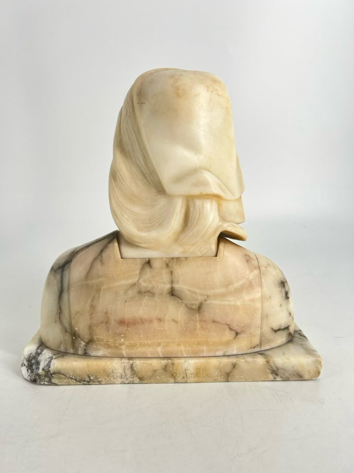 Cream Alabaster Carved Joan of Arc Bust