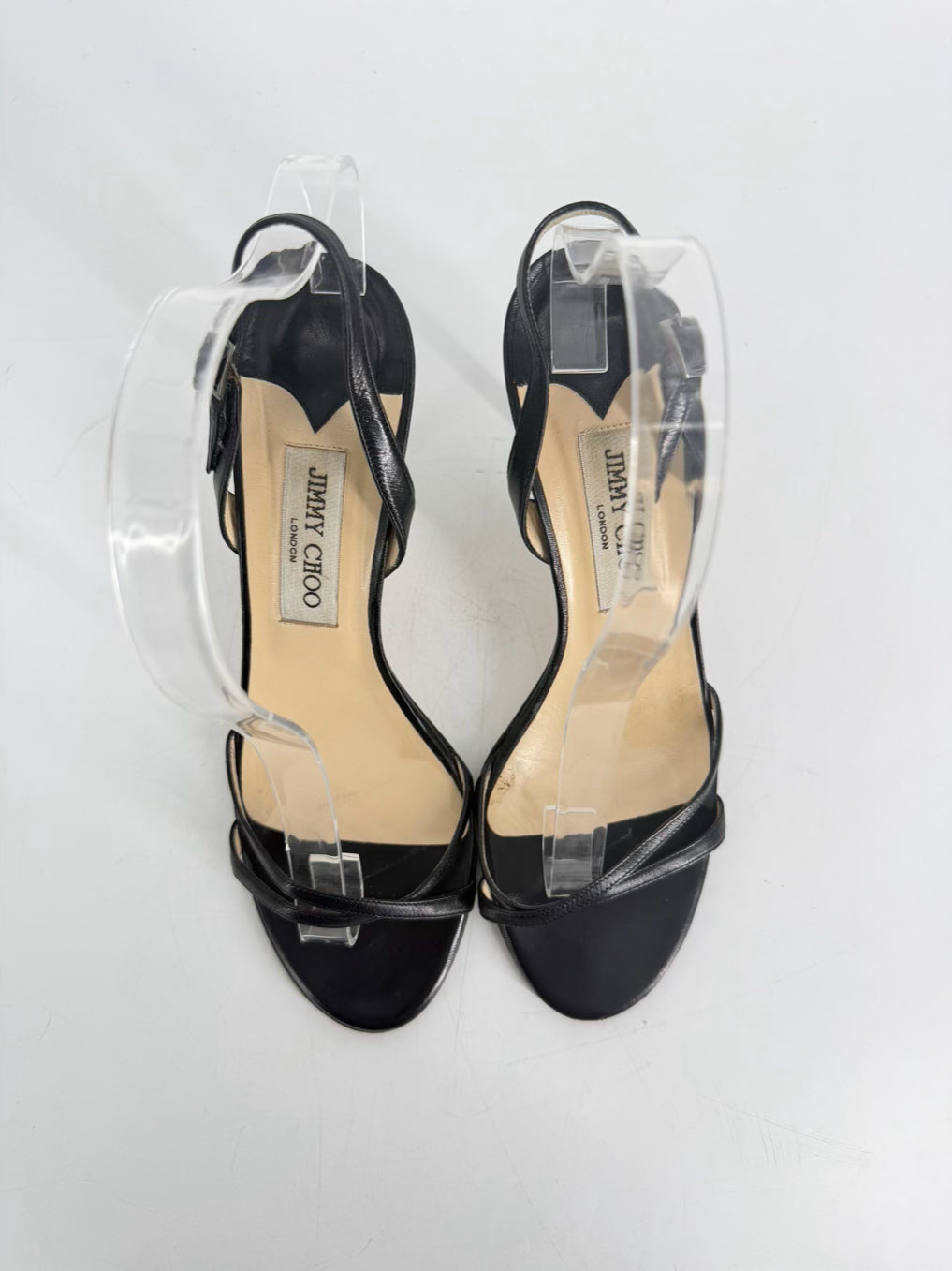JIMMY CHOO Size 39 Black Leather Heels