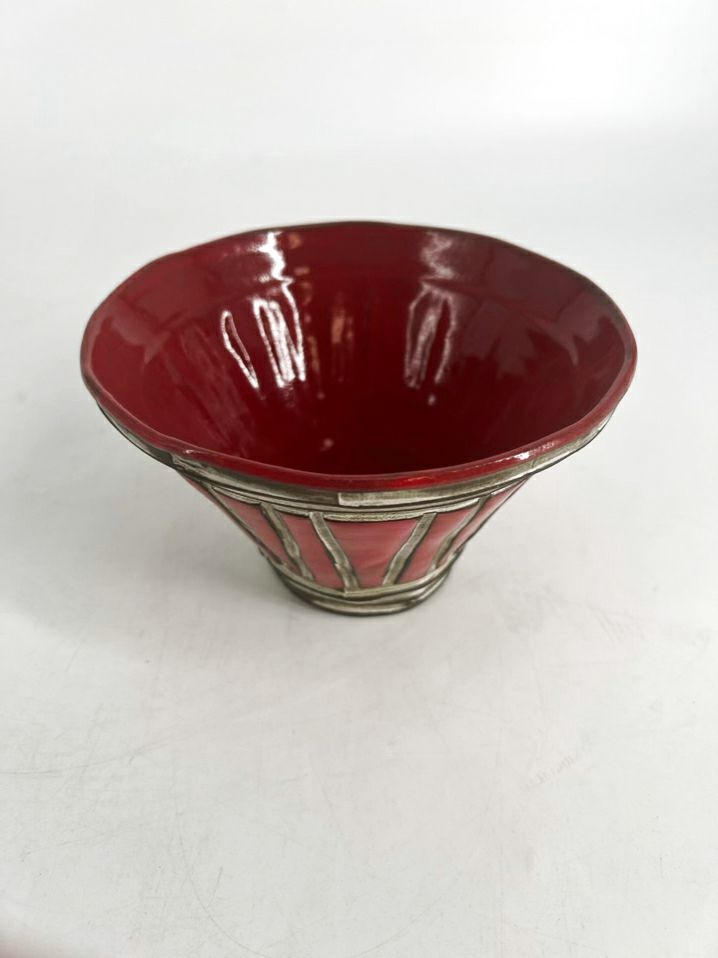 BOYAN Red & Tan Small Pottery Bowl