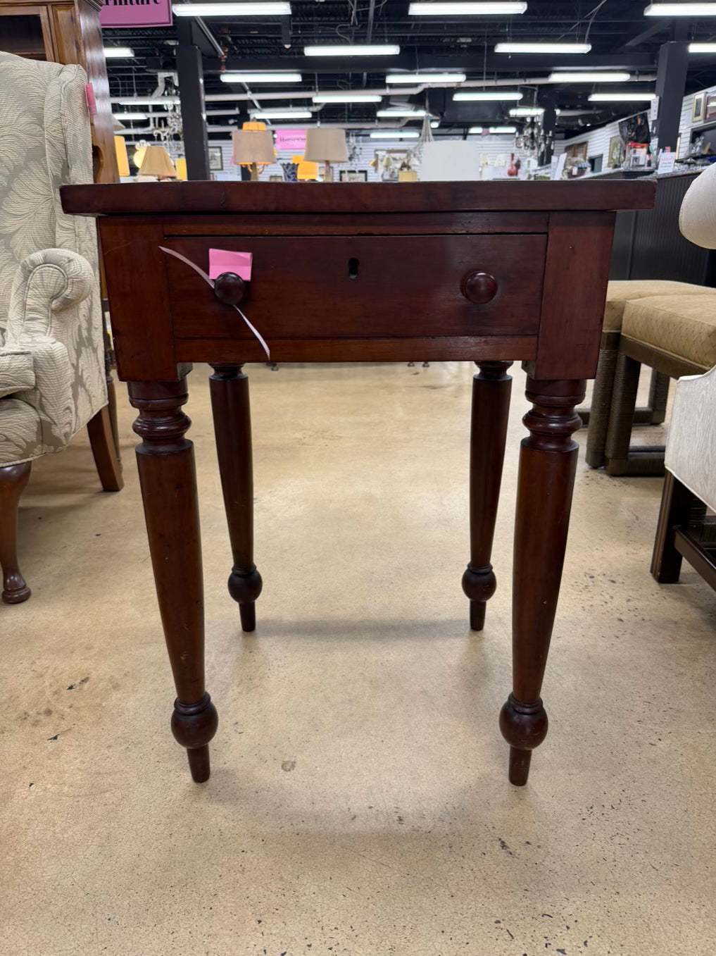 ANTIQUE Wood End Table w/ Drawer