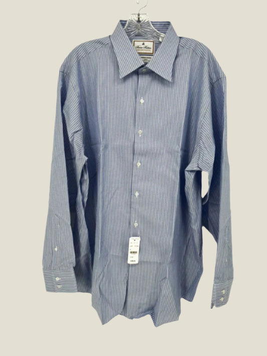BROOKS BROTHERS Size 35 Blue Stripe Dress Shirt NWT