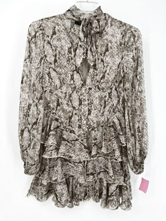 DERMA DEPARTMENT Size 12 Cream & Brown Animal Print Dress