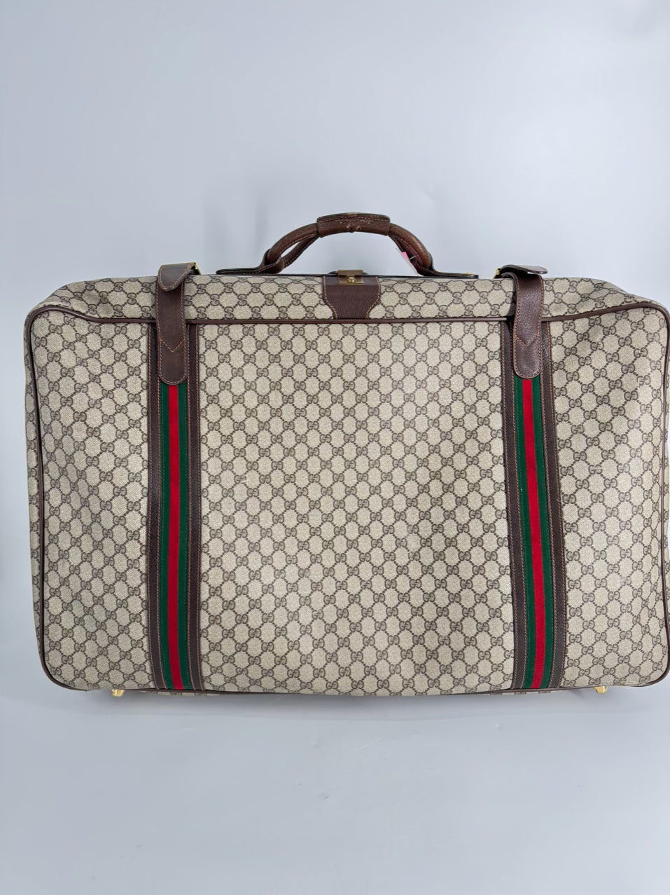 VINTAGE GUCCI Coated Canvas Brown Logo Luggage