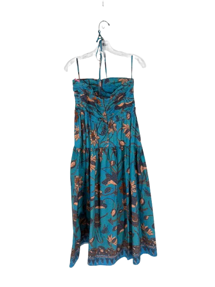 ULLA JOHNSON Size Wmn's 6 Teal Floral Halter Midi-Dress