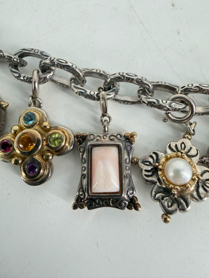 STERLING SILVER & Mixed Metal Cna Charm Bracelet