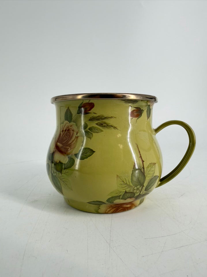 MACKENZIE CHILDS Green Enamel Floral 3 Piece Tea Set