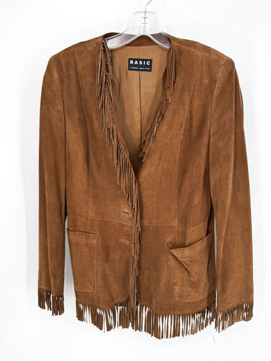 BASIC LEDER WALTER Size 40 Brown Suede Fringe Jacket