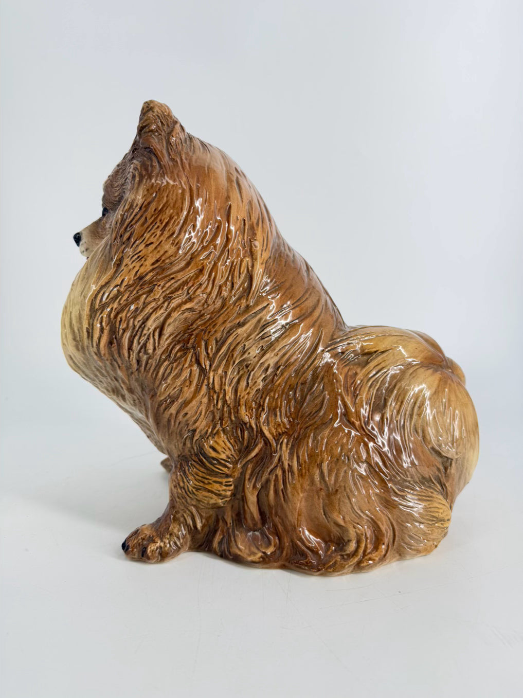Tan Ceramic Pomeranian Dog Figure