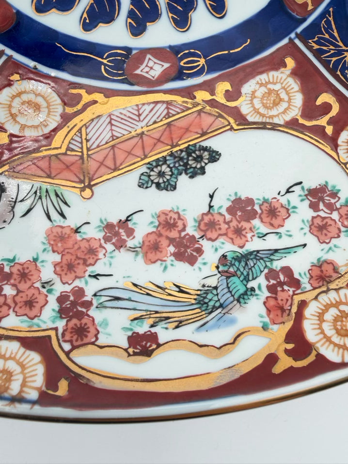 IMARI Rust, Navy & White Porcelain Round Decorative Plate