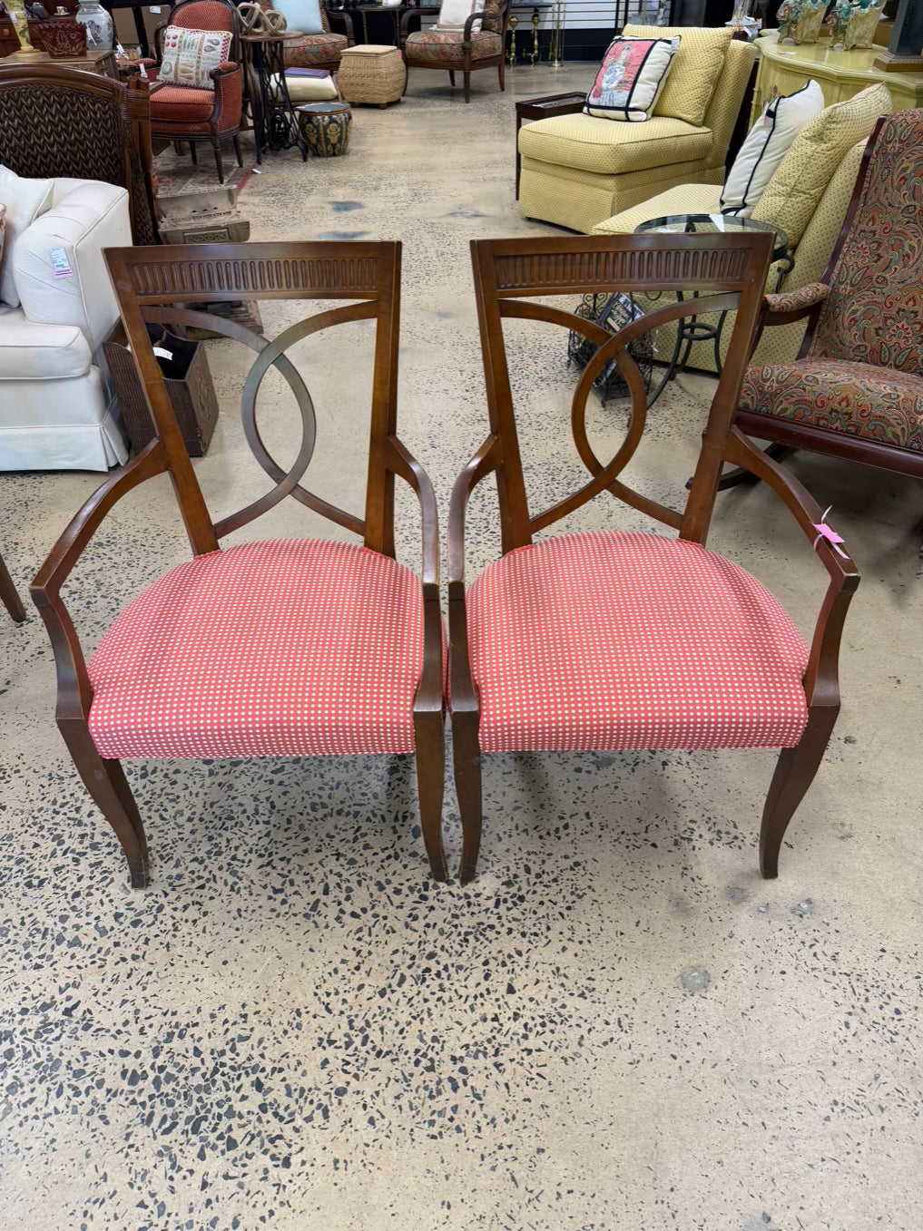 VINTAGE Wood Pair of Arm Chairs