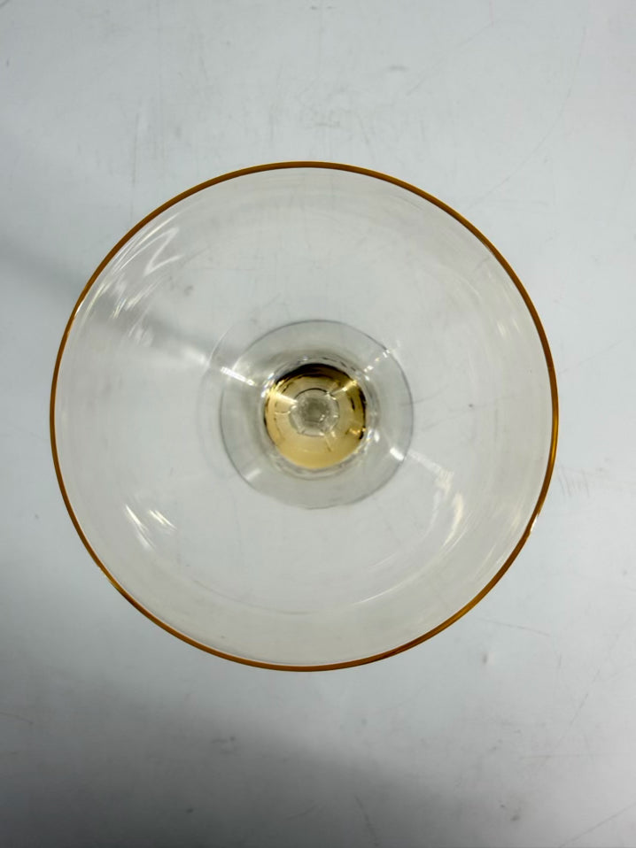 VINTAGE FOSTORIA Crystal Vogue Gold Tint Set of 8 Wine Glasses